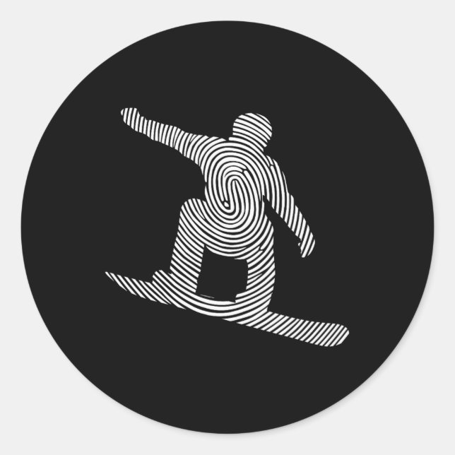 Sticker Rond Snowboarder Fingerprint hommes de snowboard (Devant)