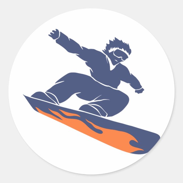 Sticker Rond Snowboarder silhouette - Choisir la couleur arrièr (Devant)