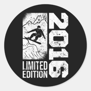 Sticker Rond Snowboarder Vintage 2016 Anniversaire Snowboard Sn