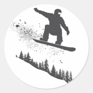 Sticker Rond Snowboardeur