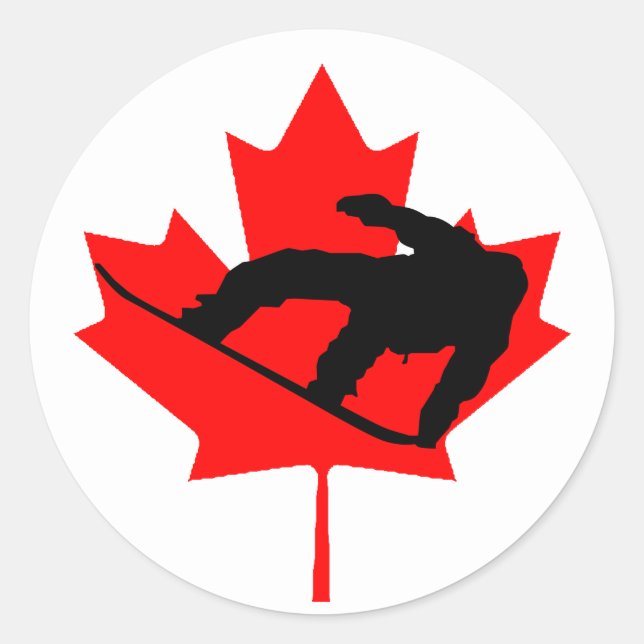 Sticker Rond Snowboardeur canadien (Devant)