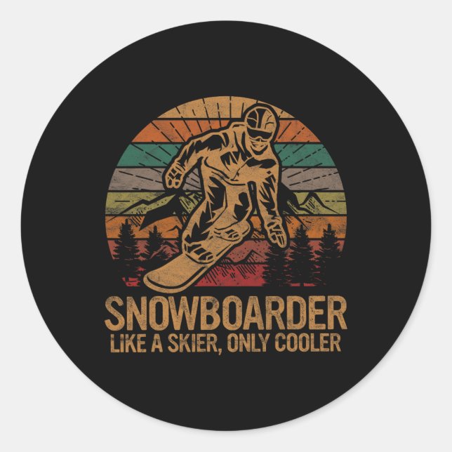 Sticker Rond Snowboardeur Comme Un Ski Seulement Glacière Ski S (Devant)