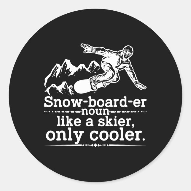 Sticker Rond Snowboardeur Définition Funny Snowboard Winter S (Devant)