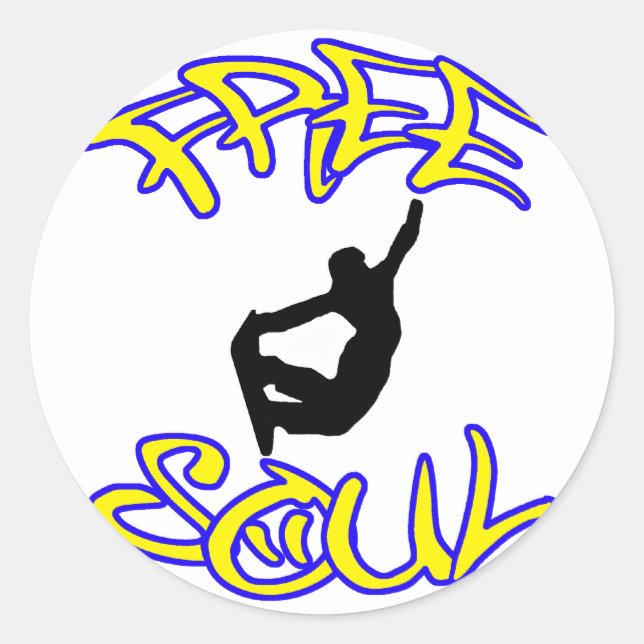 Sticker Rond snowboardeur freesoul (Devant)