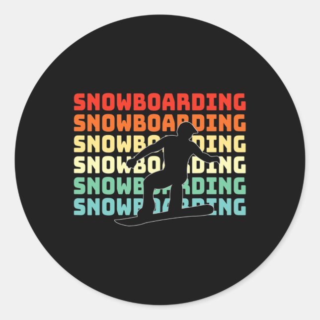 Sticker Rond Snowboardeur Retro Snowboard Lover (Devant)