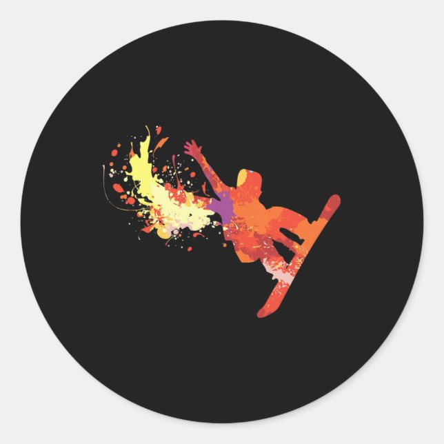 Sticker Rond Snowboardeur Vie Snowboard Ventilateur Extreme Win (Devant)