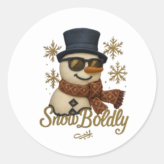 Sticker Rond SnowBuddy Glitter Snowman (Devant)