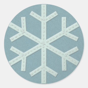Sticker Rond Snowflake Aqua Blue Faux Felt