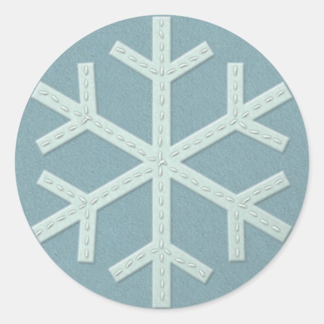 Sticker Rond Snowflake Aqua Blue Faux Felt (Devant)