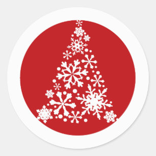Sticker Rond Snowflake Christimas Tree