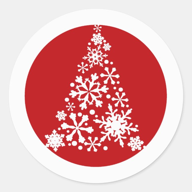 Sticker Rond Snowflake Christimas Tree (Devant)