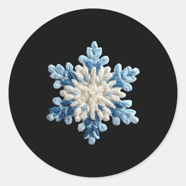 Sticker Rond Snowflake Crochet Snow Merry Christmas Xmas Pajama (Devant)