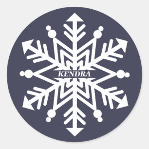 Sticker Rond Snowflake Personnalisé Avec Votre Nom