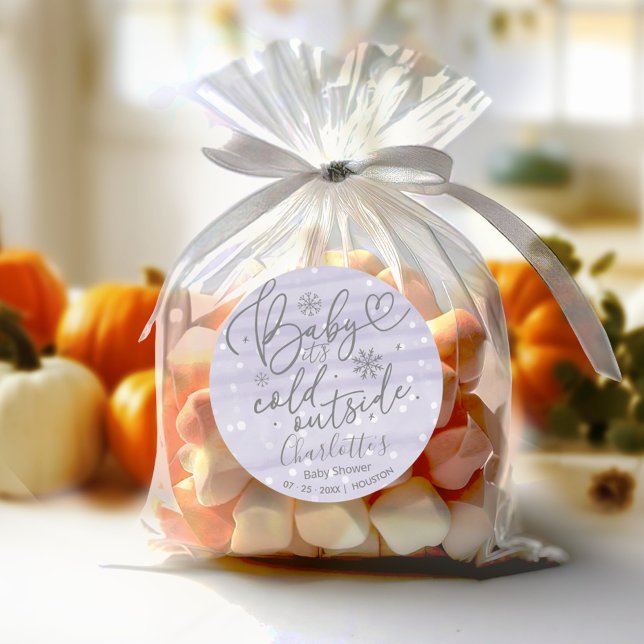 Sticker Rond Snowflakes Baby It's Cold Outside Baby shower (Créateur téléchargé)