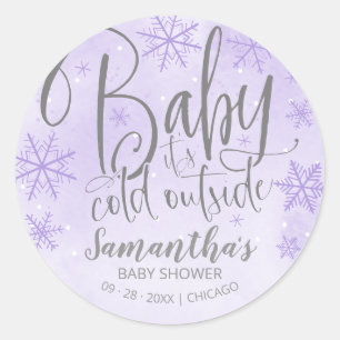 Sticker Rond Snowflakes Baby It's Cold Outside Baby shower Clas