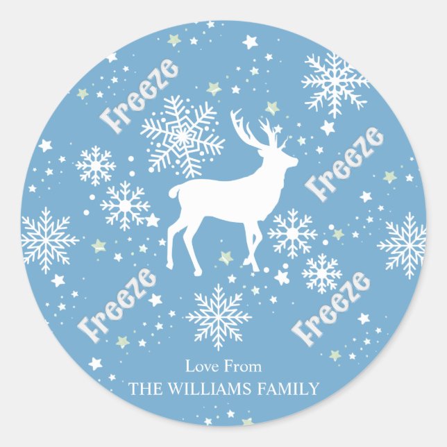 Sticker Rond Snowflakes bleu cerf (Devant)