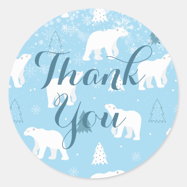 Sticker Rond Snowflakes de l'ours polaire personnalisé (Devant)
