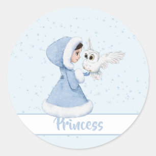 Sticker Rond Snowflakes hiver de la princesse de Noël