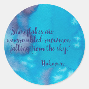 Sticker Rond Snowflakes non assemblés Snowmen, Aquarelle