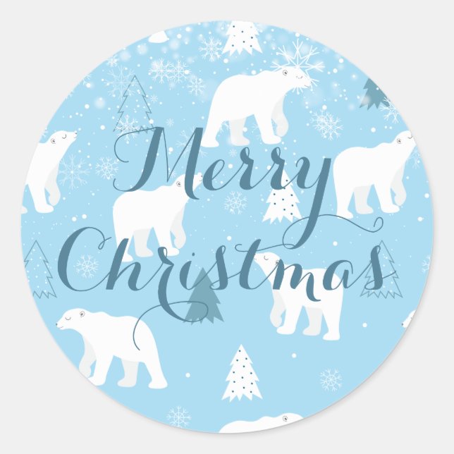 Sticker Rond Snowflakes Ours polaire Personnalisé (Devant)