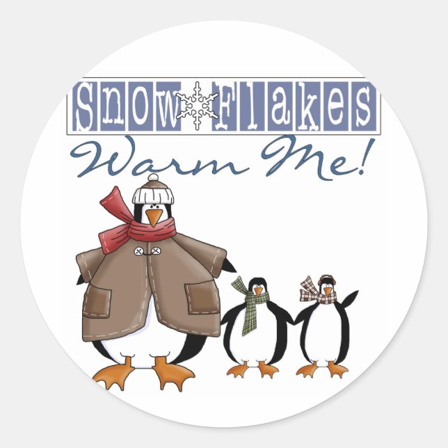Sticker Rond Snowflakes Warm Me Tshirts et cadeaux de vacances (Devant)