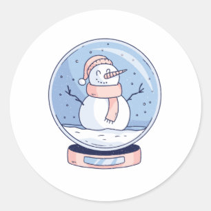 STICKER ROND SNOWGLOBE SNOWMAN