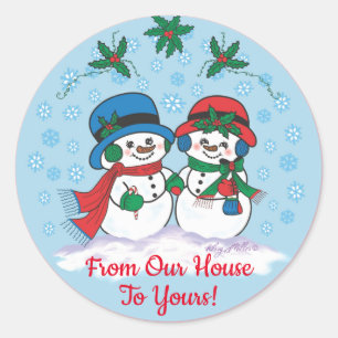 Sticker Rond Snowman