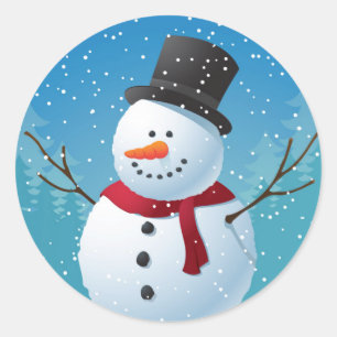Sticker Rond Snowman