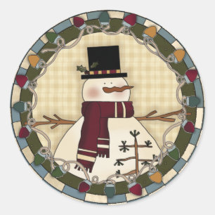 Sticker Rond Snowman