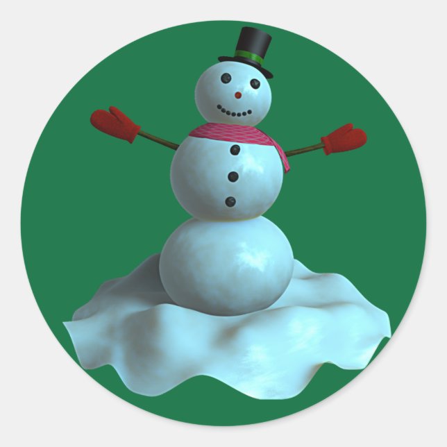 Sticker Rond Snowman 3D (Devant)