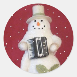 STICKER ROND SNOWMAN AVEC ACCORD