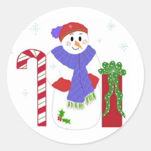 Sticker Rond Snowman avec Sucre de canne