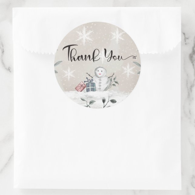 Sticker Rond Snowman baby shower merci (Sac)