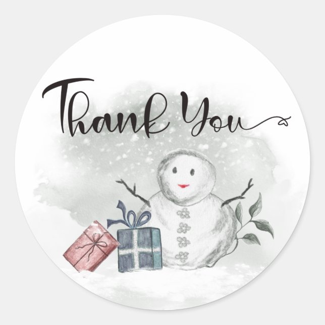 Sticker Rond Snowman baby shower merci (Devant)