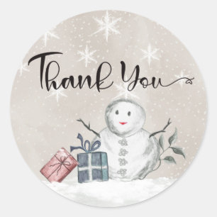 Sticker Rond Snowman baby shower merci classique bâton rond