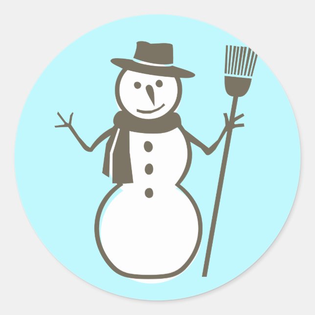 Sticker Rond Snowman, bleu glace (Devant)