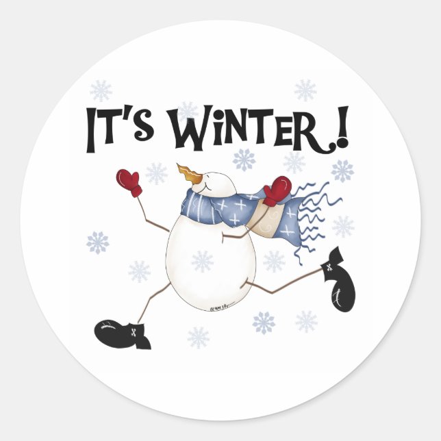 Sticker Rond Snowman C'est l'hiver (Devant)