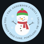 Sticker Rond Snowman Christmas Christmas Return Adresse Label R<br><div class="desc">Ajoutez la touche finale à votre courrier de vacances avec cette jolie étiquette d'adresse de retour.</div>