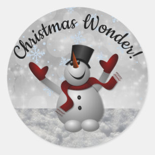 Sticker Rond Snowman Christmas Merveilleuse Avec Parties scinti