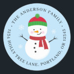 Sticker Rond Snowman Christmas Return Adresse Label Round<br><div class="desc">Ajoutez la touche finale à votre courrier de vacances avec cette jolie étiquette d'adresse de retour.</div>