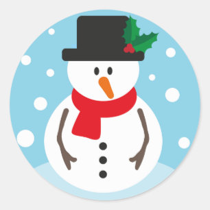 Sticker Rond Snowman de Noël