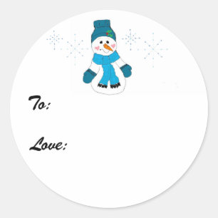 Sticker Rond Snowman en bleu