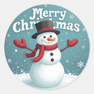 Sticker Rond Snowman et Joyeux Noël