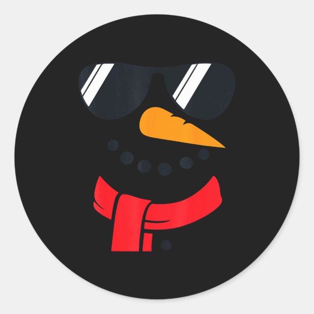 Sticker Rond Snowman Face Family Christmas Matching Costume Men (Devant)