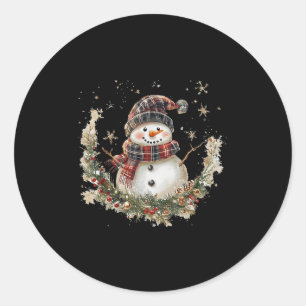 Sticker Rond Snowman Fleur sèche Noël Werath Xmas Tree Fami