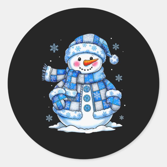 Sticker Rond Snowman For Women Men Kids Grandkids Christmas  (Devant)