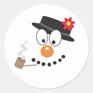 Sticker Rond Snowman Funny Visage mignonne nouveauté Cadeau de