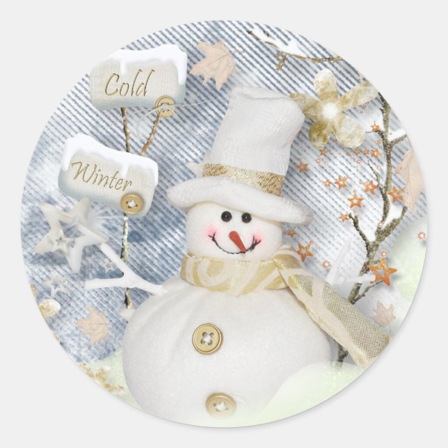 Sticker Rond Snowman hiver froid (Devant)