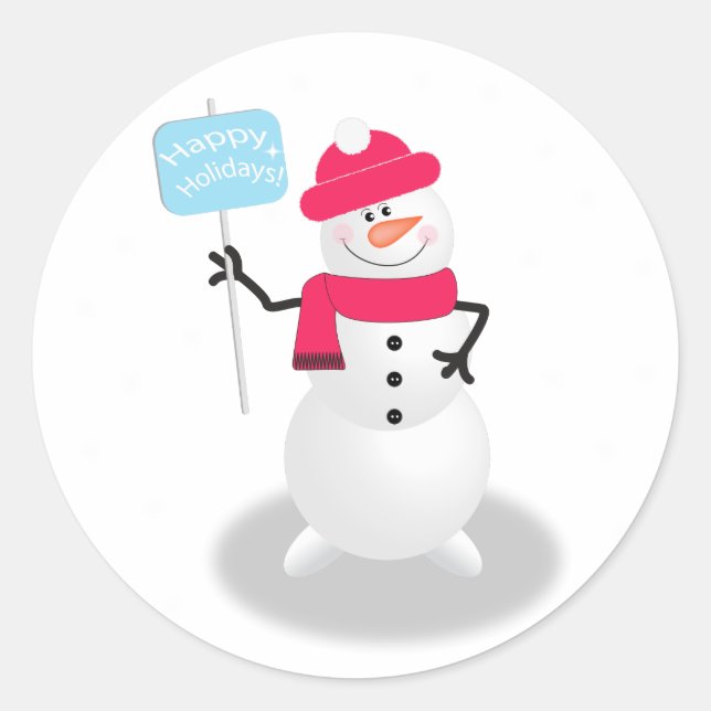Sticker Rond Snowman Joyeuses Fêtes (Devant)