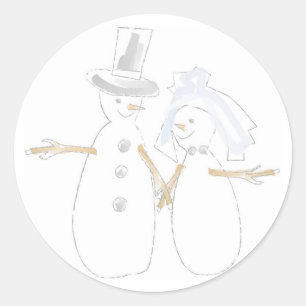 Sticker Rond Snowman Love Couple Design Seals